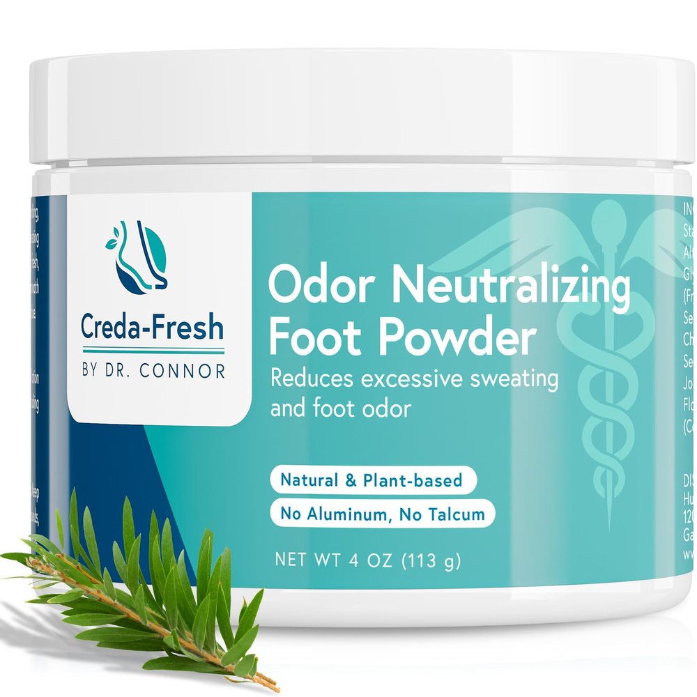 CREDA-FRESH Foot Lotion to Powder for Excessive Sweating - Plant Based Foot Powder for Smelly Feet - Foot Odor Eliminator & Foot Lotion for Dry Feet - 4oz