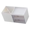 balacoo Plastic Makeup Organizer Dual Multi-functional Storage Box for Makeup Jewelry and Accessories Stylish White Design for Desktop Use view 1