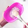 Mipcase 1pc Makeup Brush Cleaning Tool Silicone Brush Cleaner Mat Easy Wash Rosy view 2