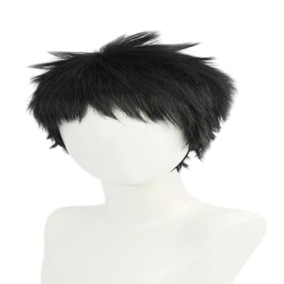 TEDPRBGE Anime Cosplay Wig Black Hair Wig Short Straight Wig Layered Wig with Bangs Cosplay Costume Wig Synthetic Hair Wigs