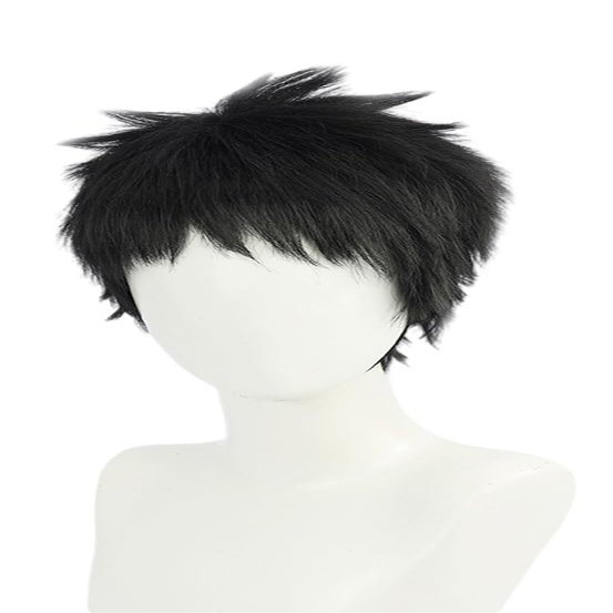 TEDPRBGE Anime Cosplay Wig Black Hair Wig Short Straight Wig Layered Wig with Bangs Cosplay Costume Wig Synthetic Hair Wigs