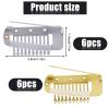 12pcs Wig Clip with Safety Pins, 10-Teeth Hair Extension Snap Invisible Wig Combs to Secure Wig No Sew Chunni Grip Dupatta Clips for Girls Women Wig Headscarf Hijab & Tikka (Gold, Silver) view 2