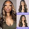 Aveiyce 13x6 1b/27 Highlight Ombre Balayage Lace Front Wigs Human Hair Black and Blonde Body Wave Lace Frontal Wig Pre Plucked with Baby Hair for Black Women HD Transparent 180% Density Wig 24 Inch view 2