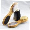 Balacoo 4 1 Long Handle Pumice Stone Shower Brush Body Massage Brush Feet Hard Skin Stone Scrubber Pumice Stone Feet Brush Pumice Remover Bath Brush Foot Pumice Bamboo Wooden 4 in 1, Medium view 2