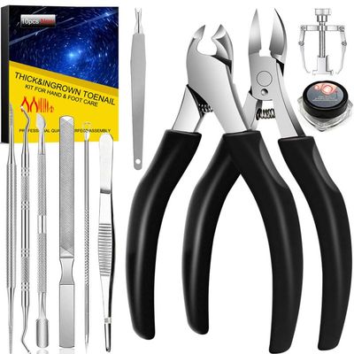 ingrown toenail removal kit,Pedicure Tools for feet,ingrown Toenail Clippers for Professional Podiatrist with Long Handle Curved Blade for Thick & Ingrown Nails, Suitable for Men, Women and Elderly