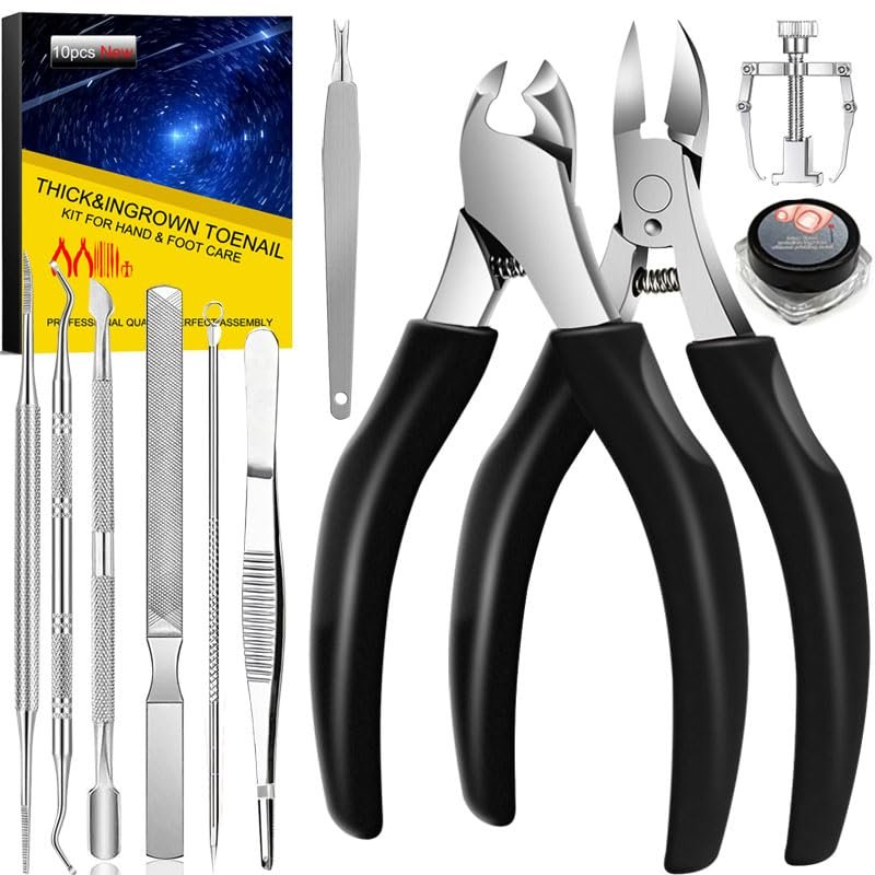 ingrown toenail removal kit,Pedicure Tools for feet,ingrown Toenail Clippers for Professional Podiatrist with Long Handle Curved Blade for Thick & Ingrown Nails, Suitable for Men, Women and Elderly