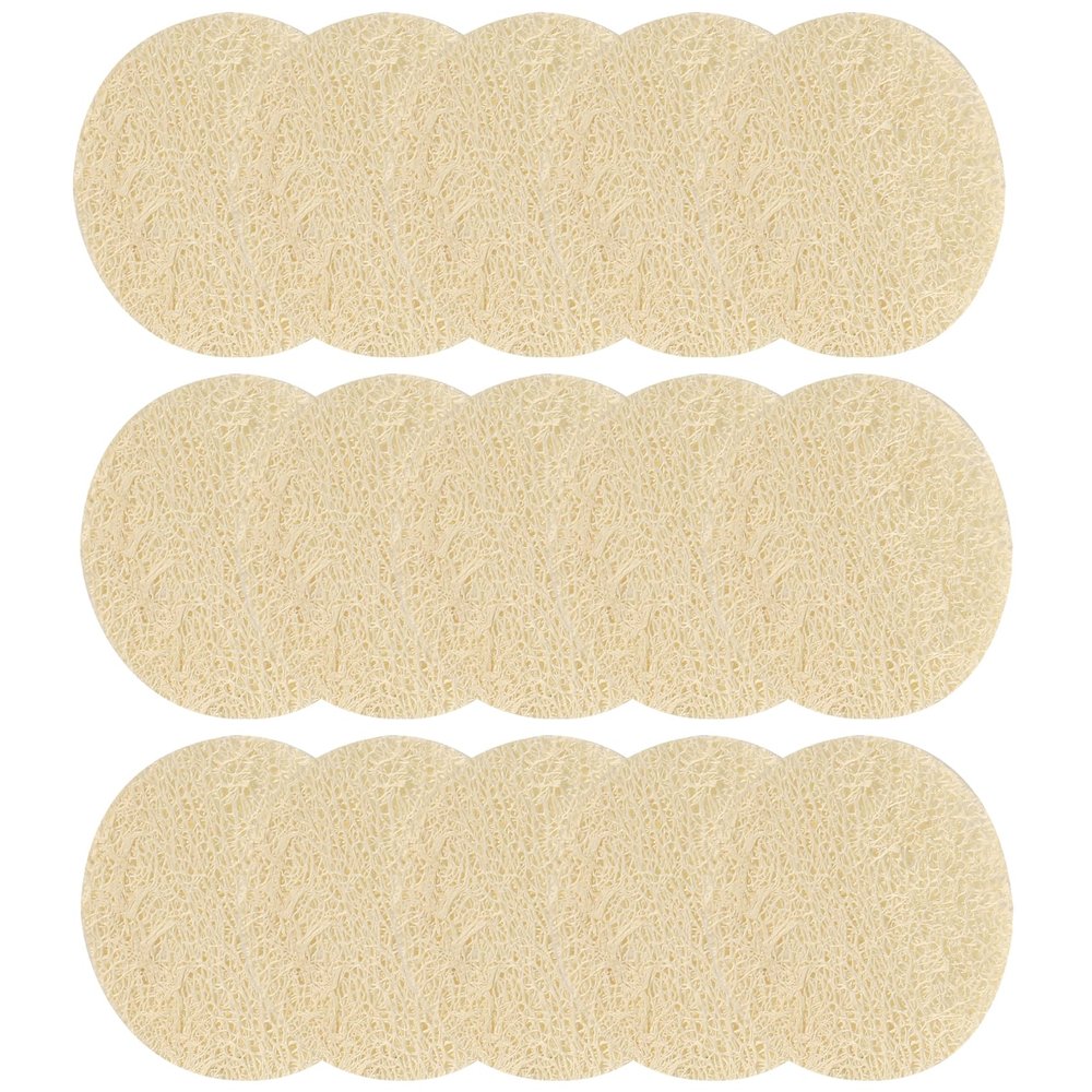 15 pcs/Set Natural Exfoliating Face Pad Loofah Sponge Facial Brush - Makeup Remover - Shower Scrubber - Remove Dead Skin - Body Bath for Men & Women - Renewable Resource - Pack of 15