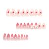 24 Pcs Valentines Day Press on Nails Red Heart Almond Fake Nails with Design Red Gradient Bow False Nails with Pearl Design Cute Acrylic Glue on Nails Full Cover Stick on Nails for Women Girls view 2