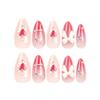 24 Pcs Valentines Day Press on Nails Red Heart Almond Fake Nails with Design Red Gradient Bow False Nails with Pearl Design Cute Acrylic Glue on Nails Full Cover Stick on Nails for Women Girls view 3