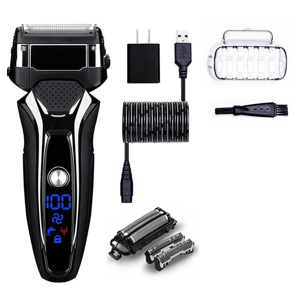 EKHOU Men's Shaver, Wet Dry Rechargeable Electric Shaver for Men Facial Beard Electric Razor Stubble 3-Blade System Shaving Machine (Color : Stand-Alone Blade)