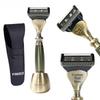 FREED 5-Blade Razor 4-piece travel set,Bronze Series Customized gift, Aluminum Alloy Material include 5 Blades,travel case,razor base,It's the best gift for men (Green) view 1