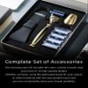FREED 5-Blade Razor 4-piece travel set,Bronze Series Customized gift, Aluminum Alloy Material include 5 Blades,travel case,razor base,It's the best gift for men (Green) view 4