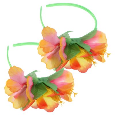 GALPADA 2pcs Hawaiian Flower Headband Women Luau Accessories for Women Hawaiian Flower Clip