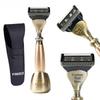 FREED 5-Blade Razor 4-piece travel set,Bronze Series Customized gift, Aluminum Alloy Material include 5 Blades,travel case,razor base,It's the best gift for men (Gold) view 1