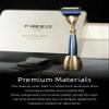 FREED 5-Blade Razor 4-piece travel set,Bronze Series Customized gift, Aluminum Alloy Material include 5 Blades,travel case,razor base,It's the best gift for men (Blue) view 3