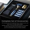 FREED 5-Blade Razor 4-piece travel set,Bronze Series Customized gift, Aluminum Alloy Material include 5 Blades,travel case,razor base,It's the best gift for men (Blue) view 4