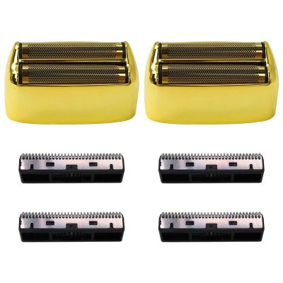 2 Pack Replacement Foil and Cutters for Barberology Double Foil Shaver, Compatible with FXFS2 FXFS2G Single-Stick Shaver-Gold