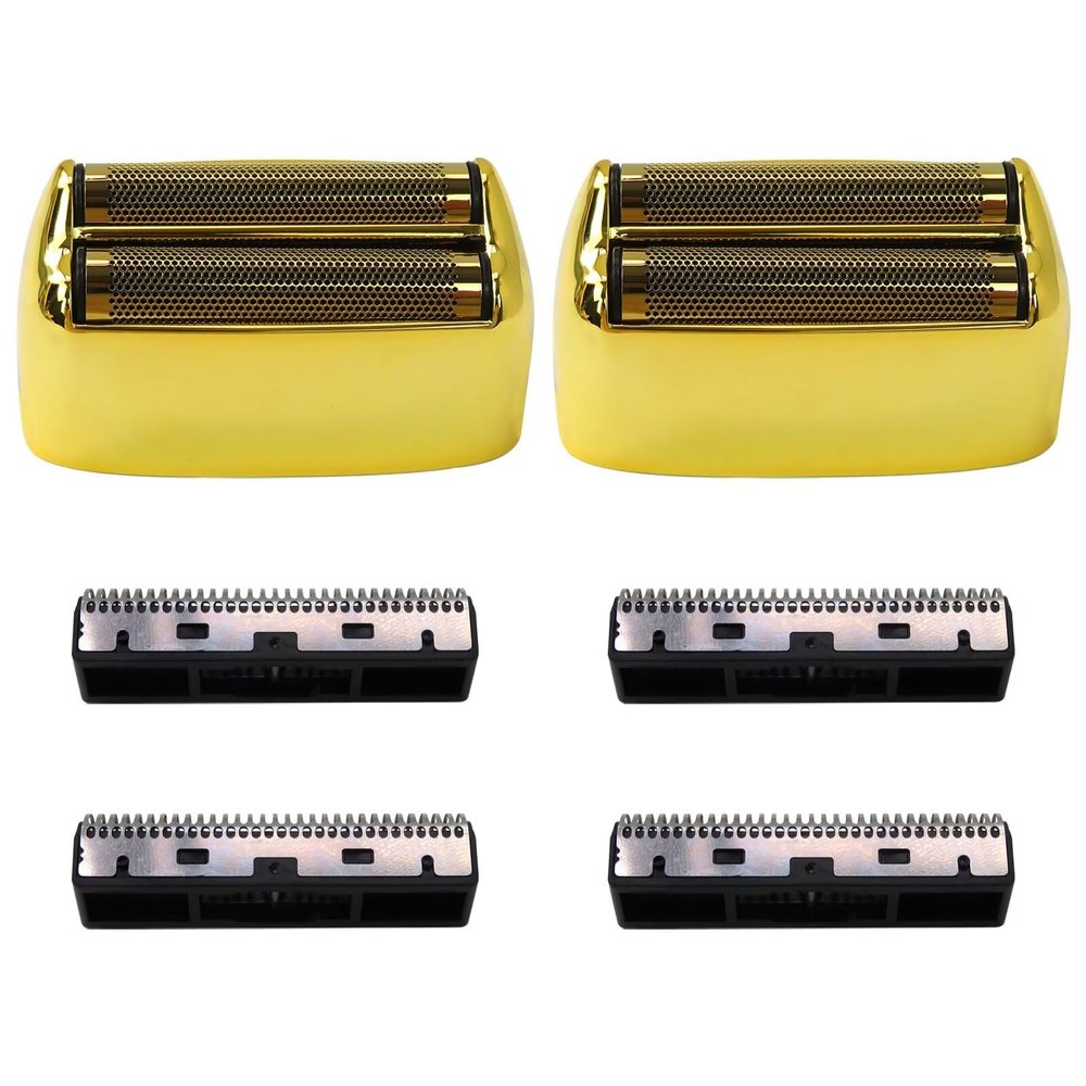 2 Pack Replacement Foil and Cutters for Barberology Double Foil Shaver, Compatible with FXFS2 FXFS2G Single-Stick Shaver-Gold