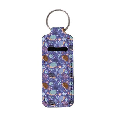 Baxinh Flowers Hedgehog Printed Chapstick Holder Keychain Clip-on Sleeve Chap Stick Pouch Lip Balm Holsteror Lipstick Tracker Safeguard, Pink