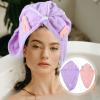 DOITOOL 2pcs Cartoon Hair Towel Wraps Quick Drying Microfiber Hair Turbans for Women Boys and Girls Button Design Light view 4