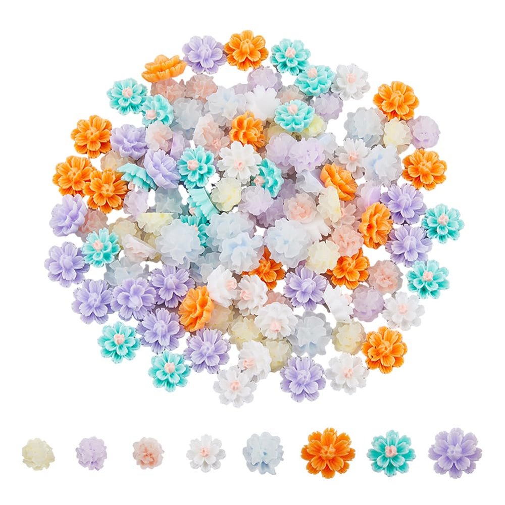 SUPERFINDINGS 120Pcs 8 Styles Nail Charm Flower Resin Cabochons Nail Art Decoration Accessories 3D Manicure Nail Studs Nail Cabochons Supplies for Nail Art Craft DIY
