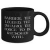 Motivational Barber Gifts, Barber. The Legend. The Dynamo. The, Birthday Unique Gifts, 11oz 15oz Mug For Barber from Friends, Barbershop, Haircut, Hair, Hairstyle, Shave, Beard, Unique barber view 2