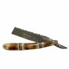 Hand Made Damascus Steel Straight Razor shaving razor folding knife Ready Classic Barber Blade Edge, Men Straight Razor, Be Close Shave, Best Great Gift (White Brown) view 2