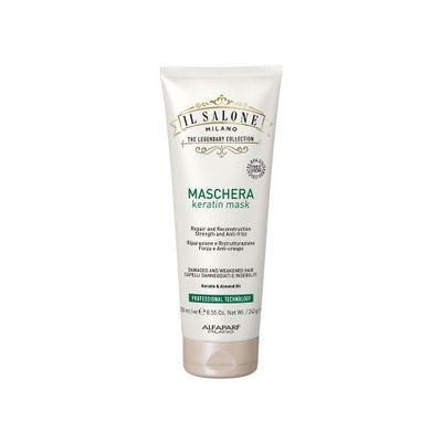 Il Salone Milano Professional Keratin Hair Mask - Damaged Hair Treatment with Almond Oil + Vitamin E to Repair, Nourish and Strengthen Hair Fibers - Premium Quality (8.55 oz / 250 ml)