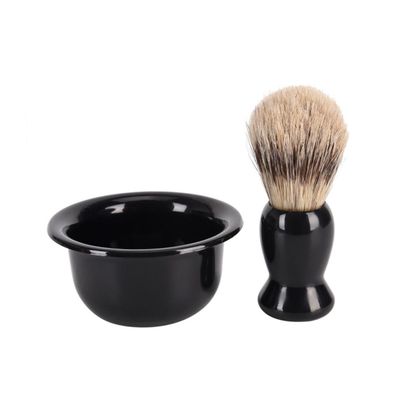 Mipcase Plastic Badger Hair Shaving Brush Set Bowl Rack for Easy Storage and Cleaning and Lightweight Beard Brush Tool for Home Use Black