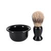 Mipcase Plastic Badger Hair Shaving Brush Set Bowl Rack for Easy Storage and Cleaning and Lightweight Beard Brush Tool for Home Use Black view 1