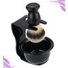 Mipcase Plastic Badger Hair Shaving Brush Set Bowl Rack for Easy Storage and Cleaning and Lightweight Beard Brush Tool for Home Use Black view 3