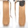 Ponytail Extension Human Hair Honey Blonde Straight Warp Around Human Hair Ponytail for Black Women Brazilian Clip on Ponytail Hair Extension Hairpiece with Magic Paste 27# 80g/Bundle 18inch view 2