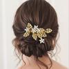 Bessney Gold Bridal Hair Comb Crystal Flower Hair Pieces Rhinestone Wedding Hair Accessories for Women view 2