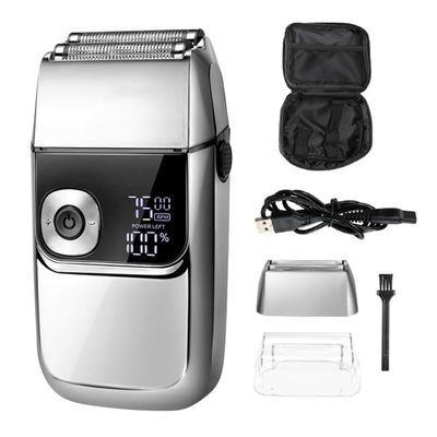 EKHOU Men's Shaver, Electric Foil Shavers for Men All Metal 2 in 1 Foil Trimmer LED Waterproof Shaving Machine 3-Speed Adjustable (Color : Sliver)