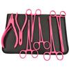 MuskalMed Hot Pink 7 Piece Body Piercing Instruments Kit Tools Pennington Sponge Forceps Stainless Steel Instruments with Carry Case MBK-P-01 view 1