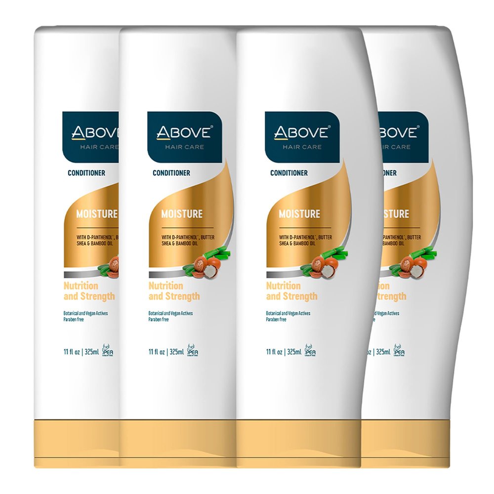 ABOVE Moisture Conditioner, 4 pcs - Anti-Frizz Hair Conditioner - Deep Conditioner with Shea Butter, Bamboo Oil - Ideal for Afro, Dry, Brittle Hair