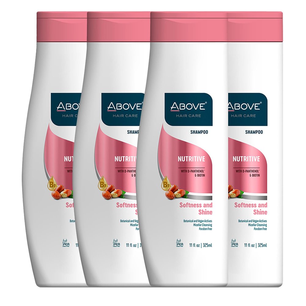 ABOVE Nutritive Shampoo, 4 pcs - Biotin Shampoo - Hair Thickening Shampoo - Hydrates, Nourishes and Boosts Keratin Production - Safe for Colored Hair