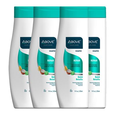 ABOVE Repair Shampoo, 4 pcs - Anti Frizz Shampoo for Men and Women - No Split Ends and Stronger Hair - Ideal for Discolored and Damaged Hair - Vegan