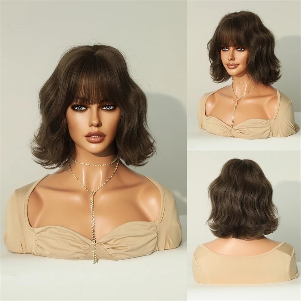 Wig For Women Synthetic Bob Hair Wig Shoulder Length Wavy Wig Cosplay Party Female Fake Hair Halloween Wig