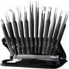 Antonki 12 Pack Precision Tweezers Set for Craft, Soldering, Jewelry, Facial Hair, Eyebrow, Ingrown Hair Removal, Eyelash Extension- with Case view 1