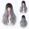 Ombre Long Wave Women Wig With Bangs Cosplay Party Daily Wig Heat Synthetic Wig High Density Fake Hair view 2