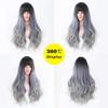 Ombre Long Wave Women Wig With Bangs Cosplay Party Daily Wig Heat Synthetic Wig High Density Fake Hair view 3