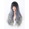 Ombre Long Wave Women Wig With Bangs Cosplay Party Daily Wig Heat Synthetic Wig High Density Fake Hair view 4