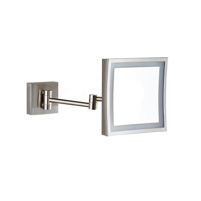 CBLdF Wall Mounted Makeup Mirror - Double Sided Magnifying Makeup Mirror, Square LED Vanity Mirror Beauty Mirror,Concealed Brushed Nickel,3X