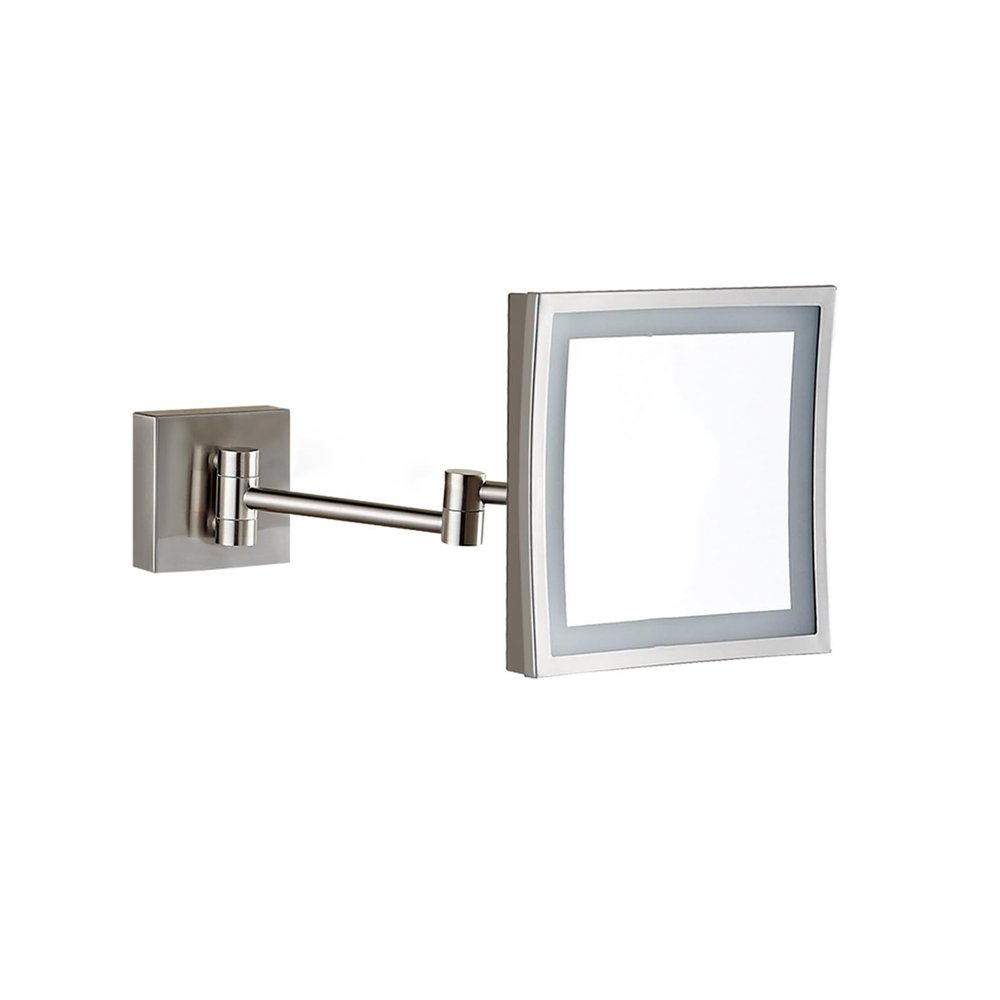CBLdF Wall Mounted Makeup Mirror - Double Sided Magnifying Makeup Mirror, Square LED Vanity Mirror Beauty Mirror,Concealed Brushed Nickel,3X