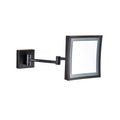 CBLdF Wall Mounted Makeup Mirror - Double Sided Magnifying Makeup Mirror, Square LED Vanity Mirror Beauty Mirror,Concealed Black,5X