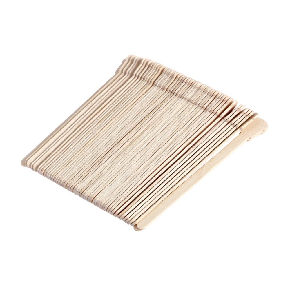 Mipcase 100pcs Wooden Waxing Spatulas Disposable Tongue Depressor Sticks for Hair Removal Easy to Use Hot and Strip Wax for Salon Home Use