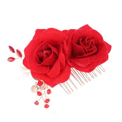 Balacoo Flower Hair Comb Flower Hair Accessories Floral Garlands for Decor Rhinestone Barrettes Clip Decorative Combs Rhinestone Bridal Headdress Rose Comb