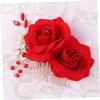 Balacoo Flower Hair Comb Flower Hair Accessories Floral Garlands for Decor Rhinestone Barrettes Clip Decorative Combs Rhinestone Bridal Headdress Rose Comb view 3