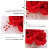 Balacoo Flower Hair Comb Flower Hair Accessories Floral Garlands for Decor Rhinestone Barrettes Clip Decorative Combs Rhinestone Bridal Headdress Rose Comb view 4